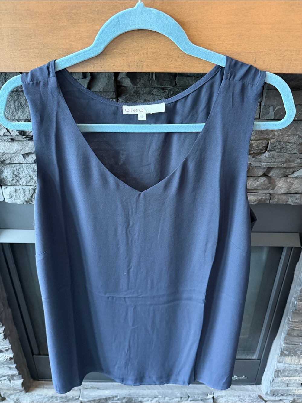 cleo Sleeveless V-Neck Shell - Dark Navy Blue